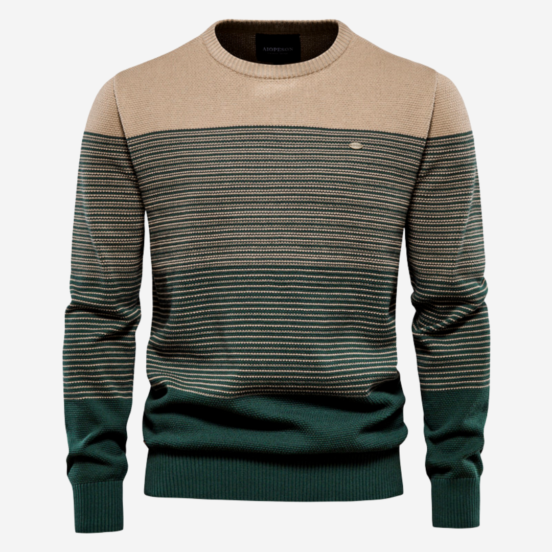 ModeGeist | Strickpullover mit Kontraststreifen Baumwollmischung Komfort und Stil