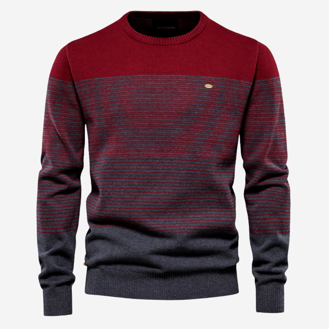 ModeGeist | Strickpullover mit Kontraststreifen Baumwollmischung Komfort und Stil