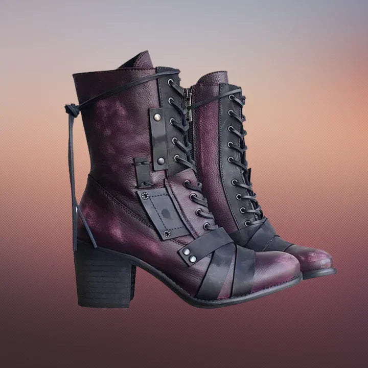 ModeGeist | Wilde Retro-Motorradstiefel mit Dicker Sohle