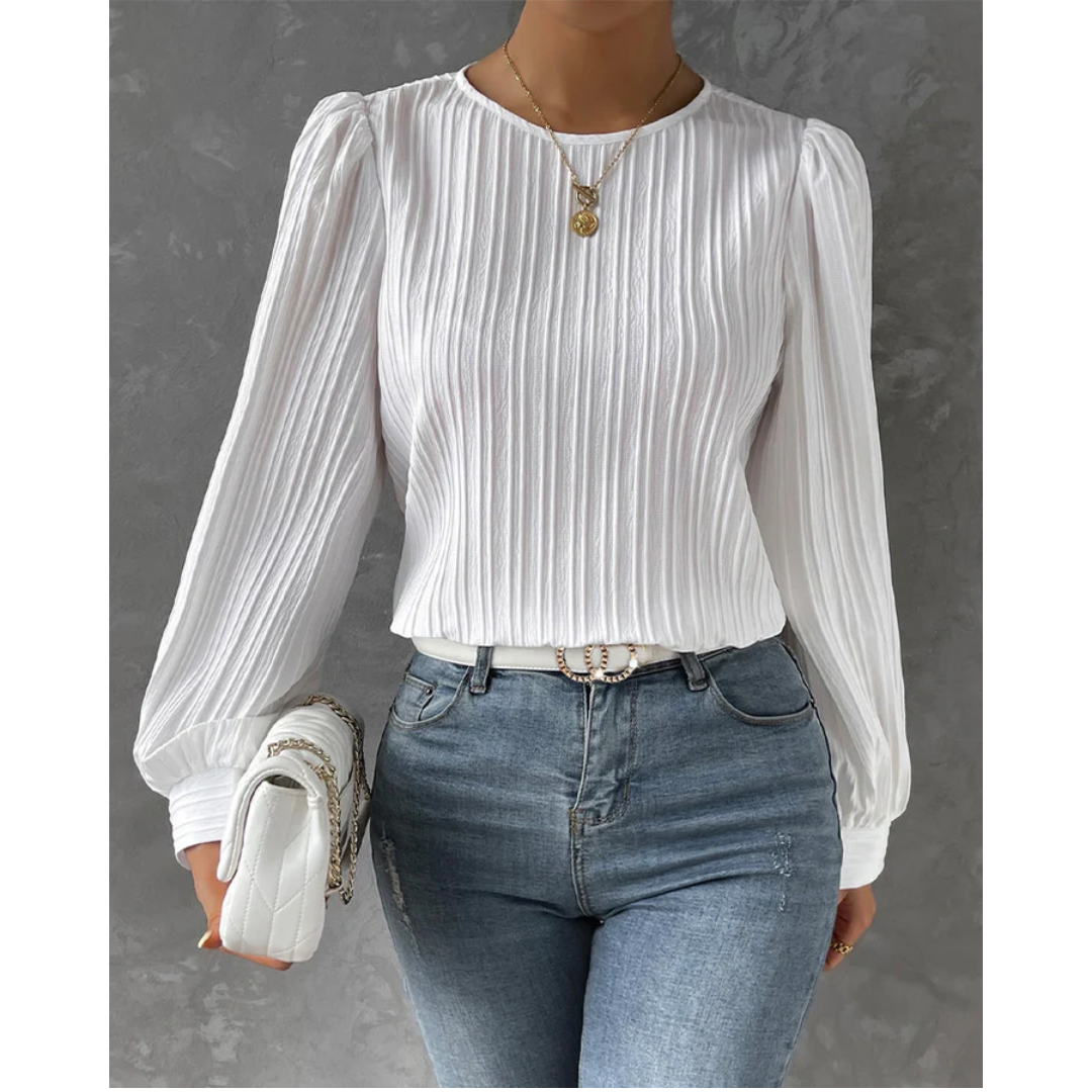 ModeGeist | Bluse mit Strukturstrick Lange Ärmel Elegantes und Feminines Design