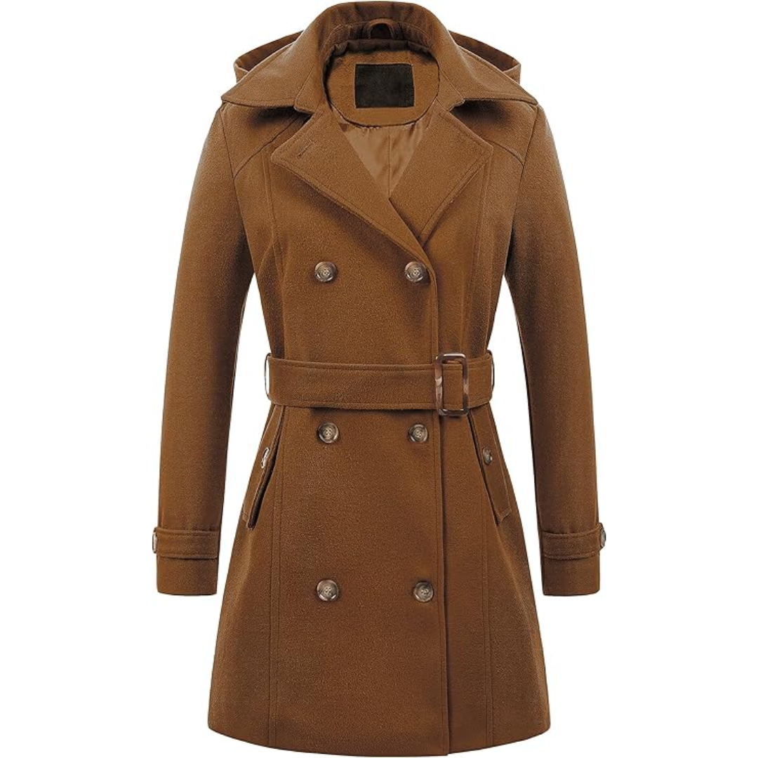 ModeGeist | Damen gepolsterter Winter-Trenchcoat mit Kapuze