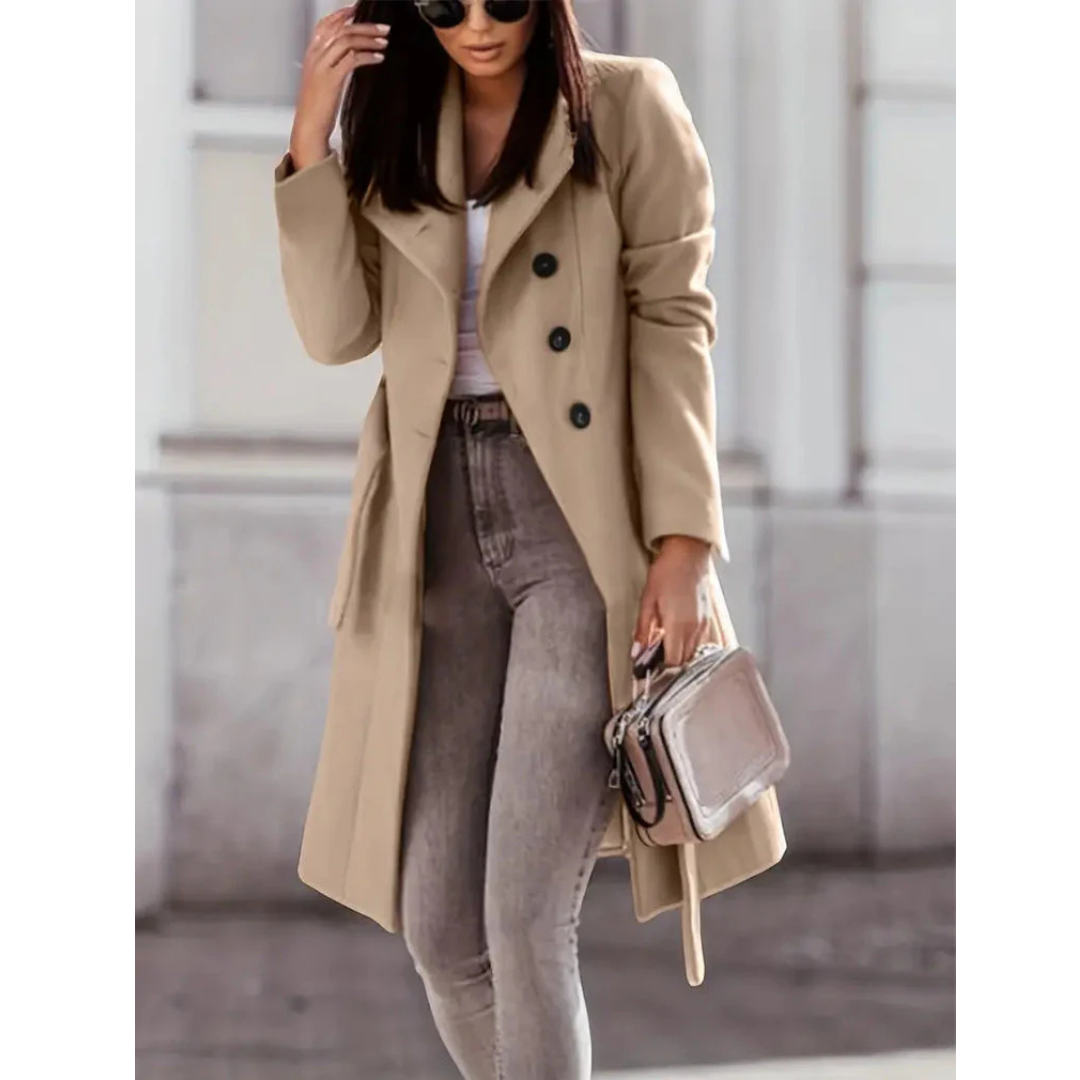ModeGeist | Damen Lange Warme Trench Mantel - Winter