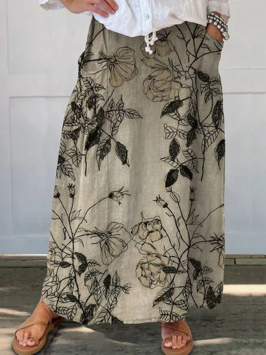 MODEGEIST Damen A-Linien Rock Blumenmuster Retro Bunt