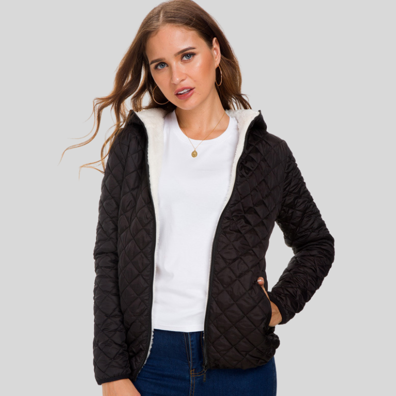 ModeGeist | Gepolsterte Jacke - Diamantmuster Steppung - Maßgeschneidert mit Reißverschluss und Taschen