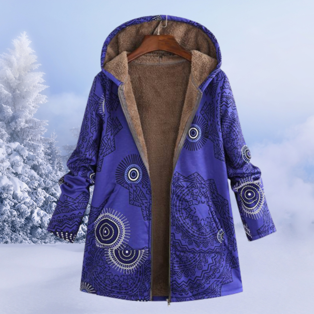 ModeGeist | Bequemer Damen Wintermantel mit Blumendruck