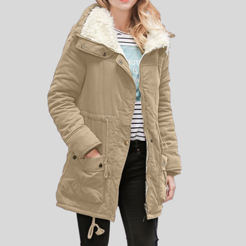ModeGeist | Parka-Jacke - Gefüttert mit Fellbesatz - Verstellbare Taille - Winddicht und Warm