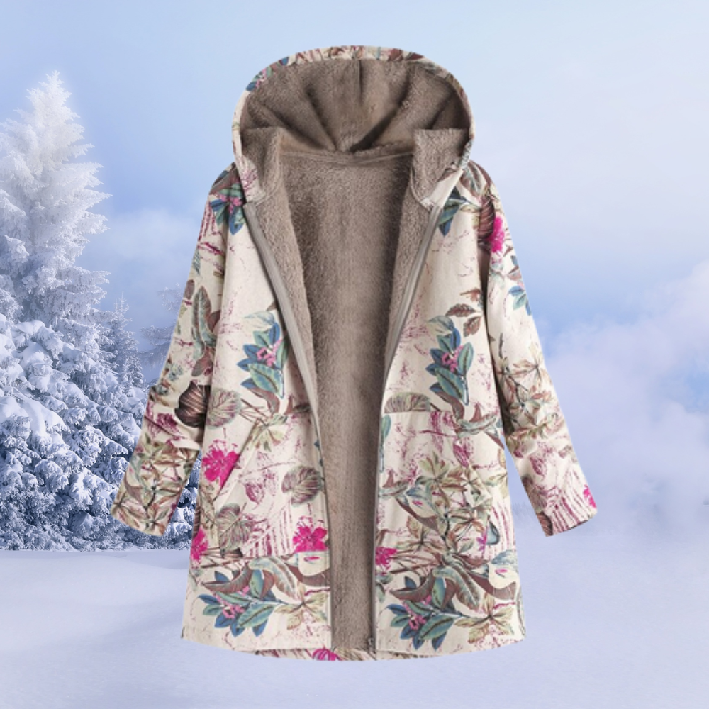 ModeGeist | Winterjacke Damen mit Blumenmuster Warm