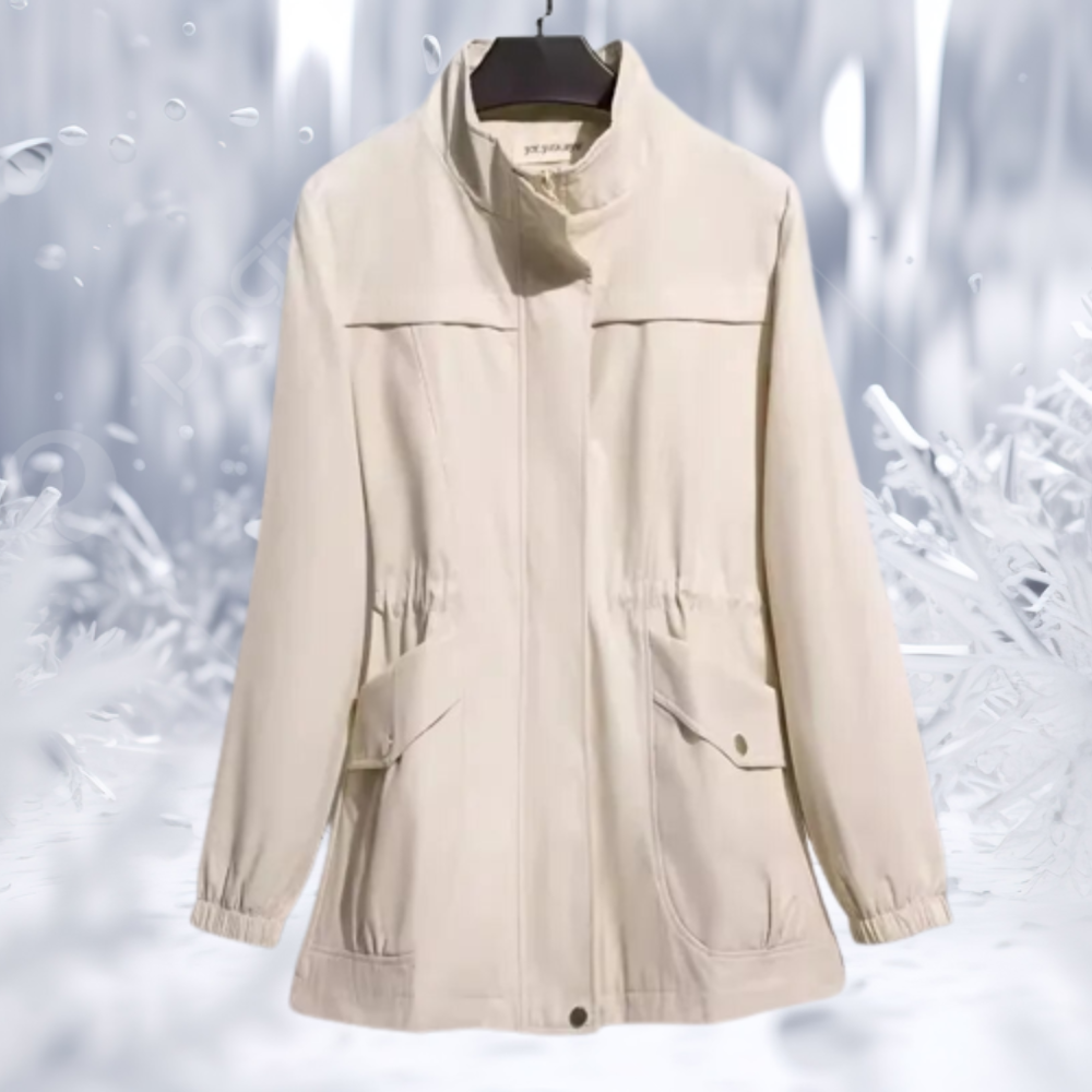 ModeGeist | Parka Jacke - Hoher Kragen - Verstellbare Taille - Winddicht mit Taschen