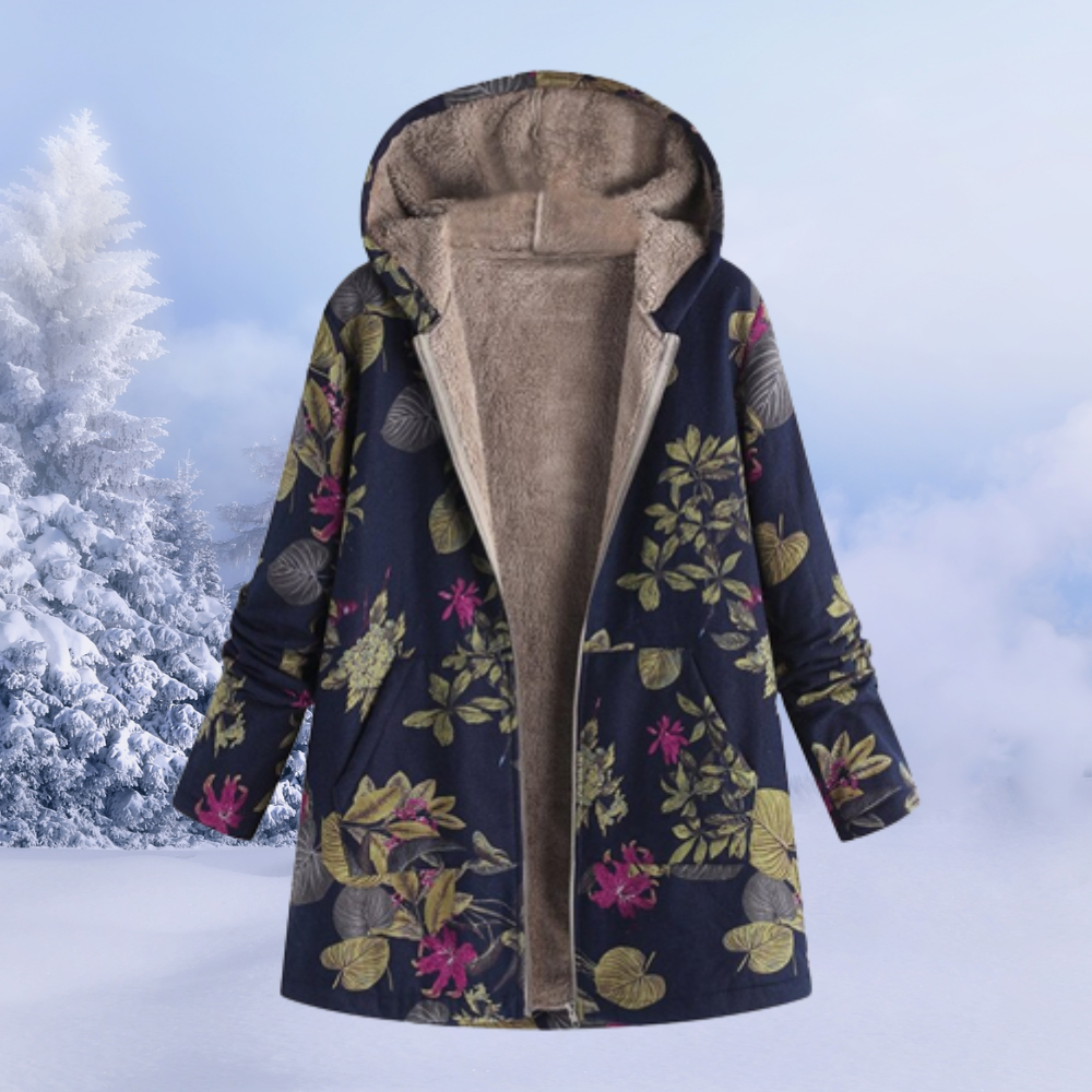 ModeGeist | Winterjacke Damen mit Blumenmuster Warm