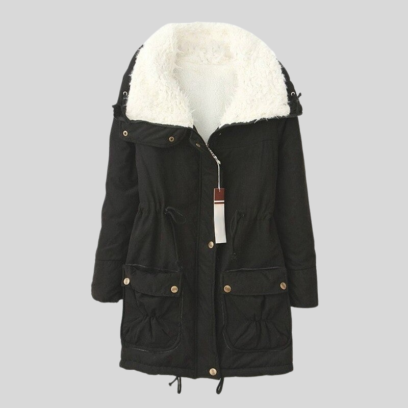 ModeGeist | Parka-Jacke - Gefüttert mit Fellbesatz - Verstellbare Taille - Winddicht und Warm