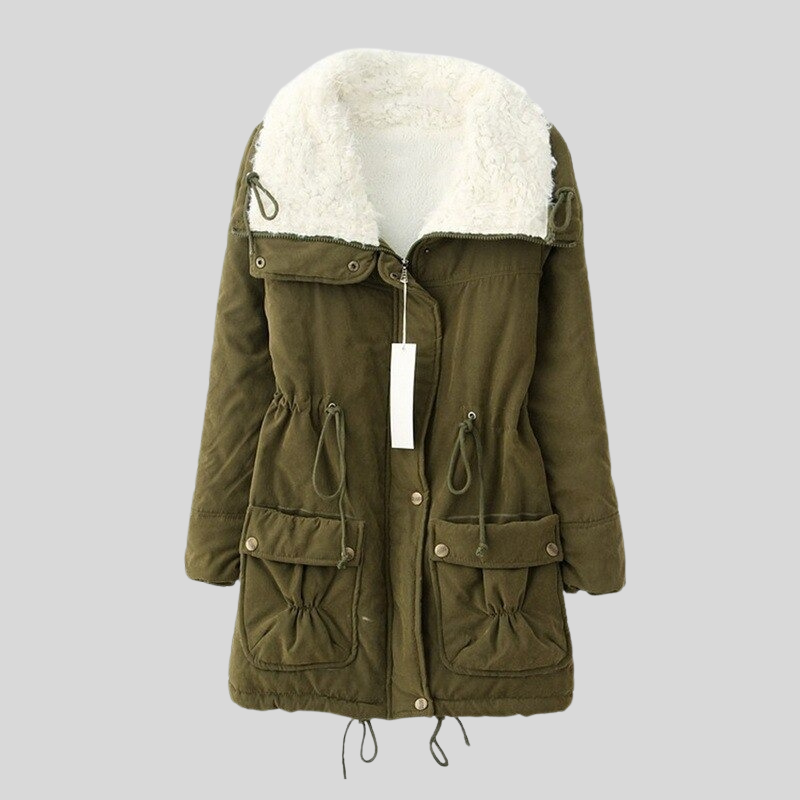 ModeGeist | Parka-Jacke - Gefüttert mit Fellbesatz - Verstellbare Taille - Winddicht und Warm