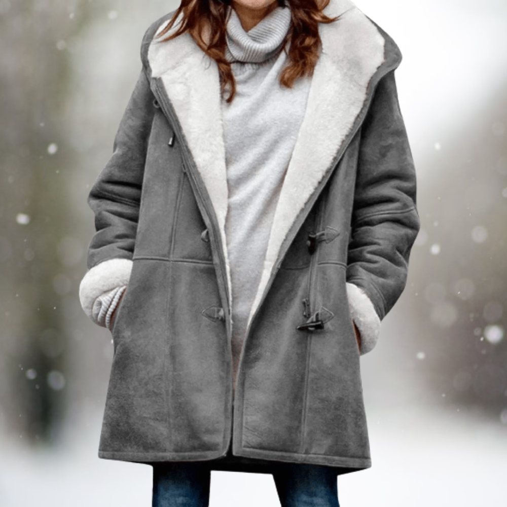 MODEGEIST Damen Sherpa-Wintermantel Warm Weiche Textur