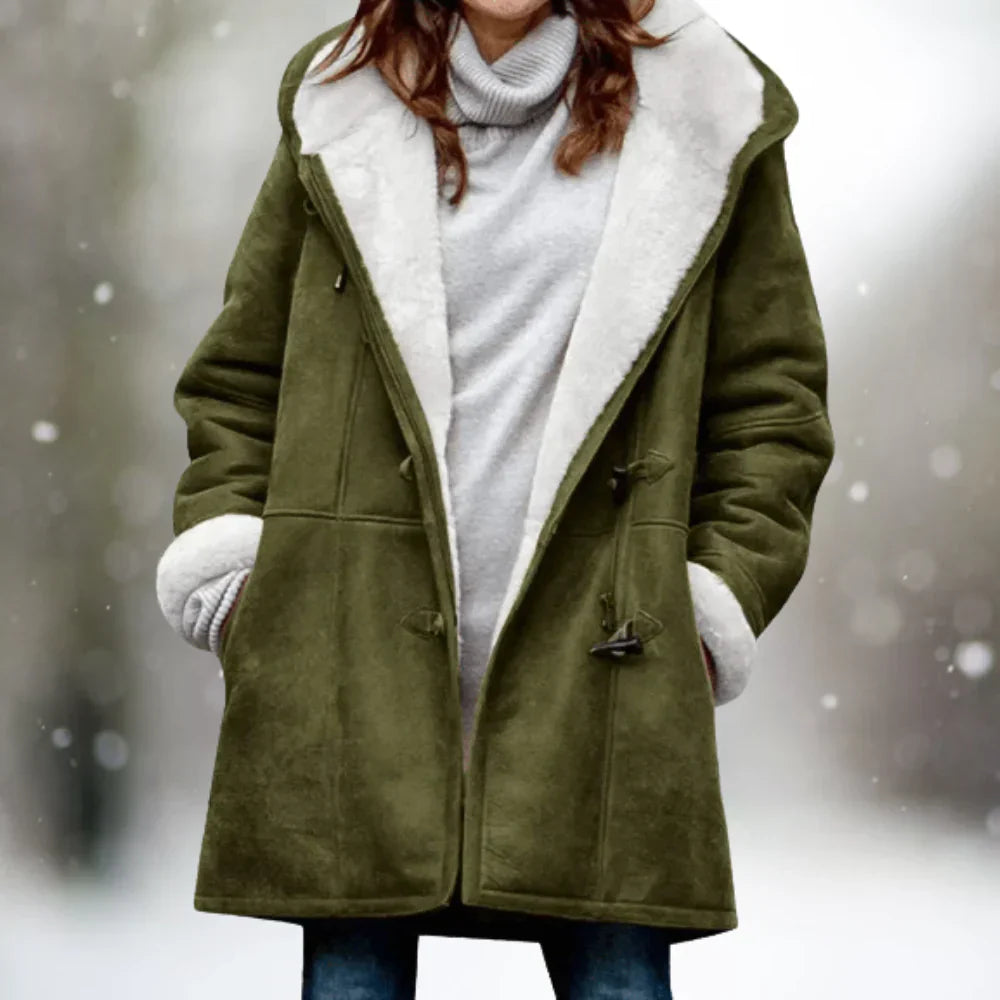 ModeGeist | Hochwertige Fleecejacke Aus Wildleder mit Halblanger Kapuze