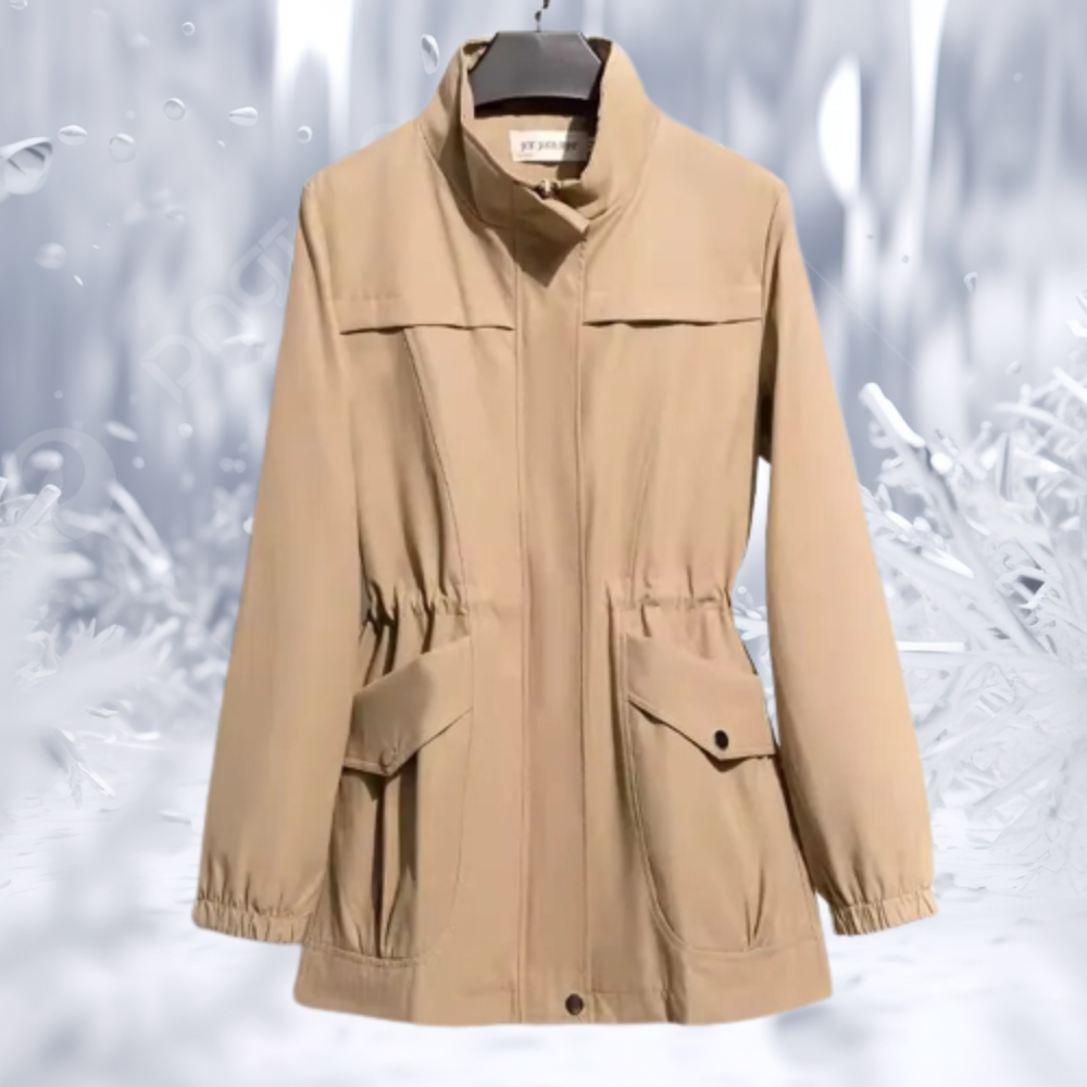 ModeGeist | Parka Jacke - Hoher Kragen - Verstellbare Taille - Winddicht mit Taschen