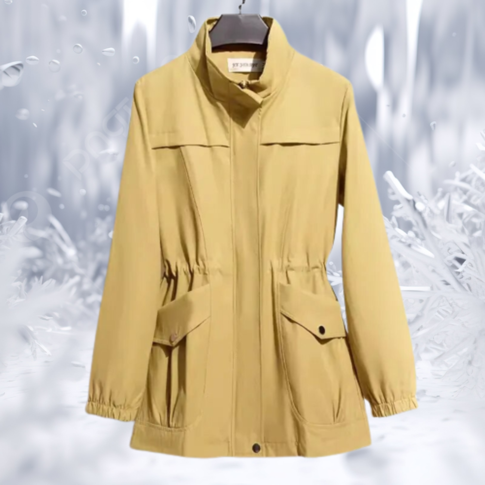 ModeGeist | Parka Jacke - Hoher Kragen - Verstellbare Taille - Winddicht mit Taschen