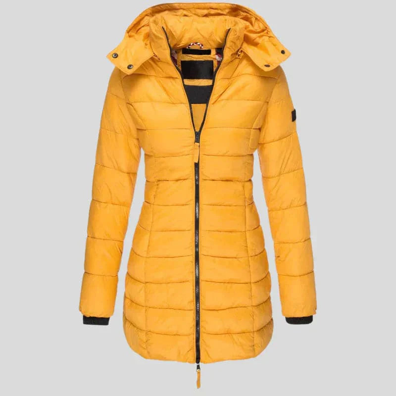 ModeGeist | Warme gesteppte Jacke mit Kapuze für Damen