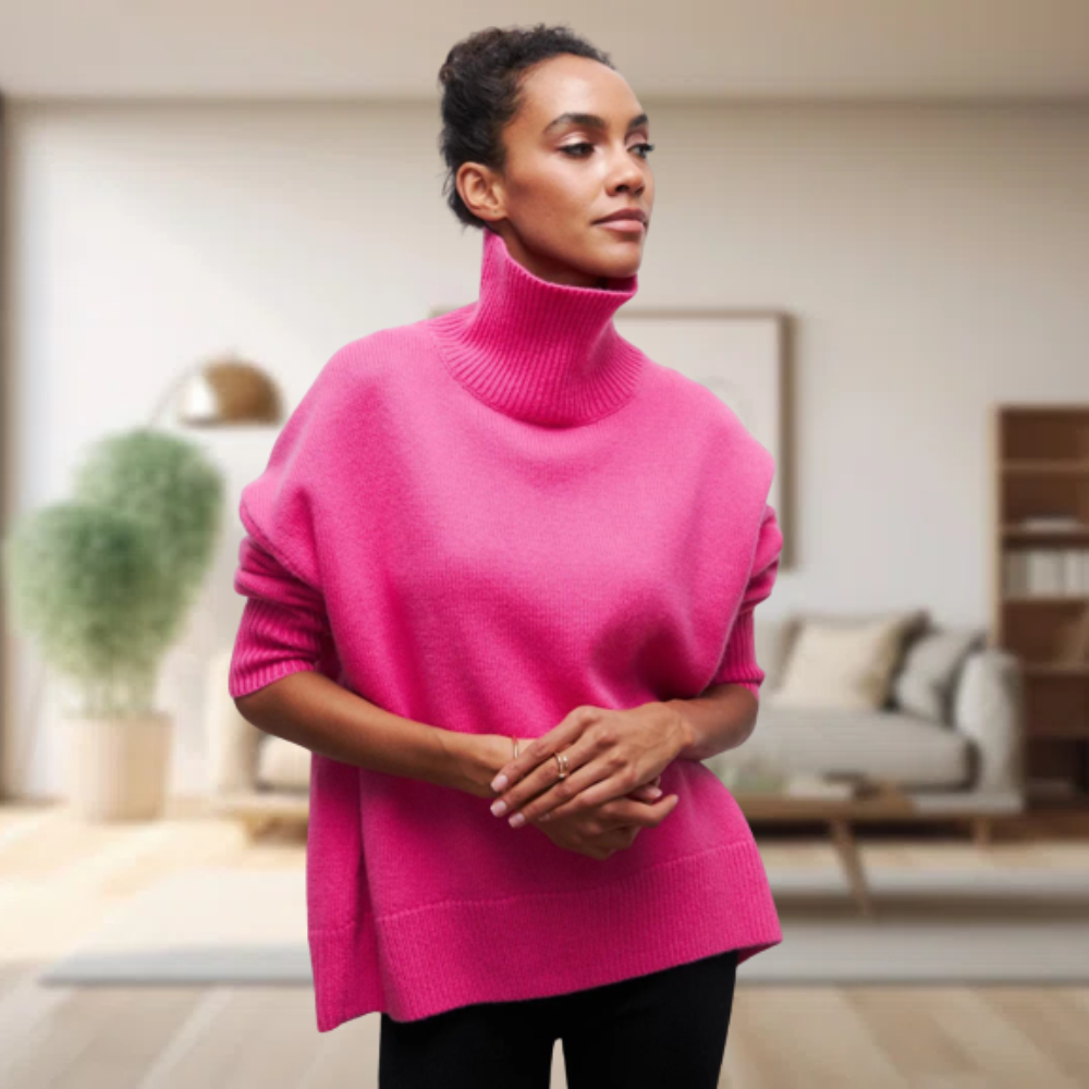 Einfacher schwarzer Rollkragenpullover für Damen