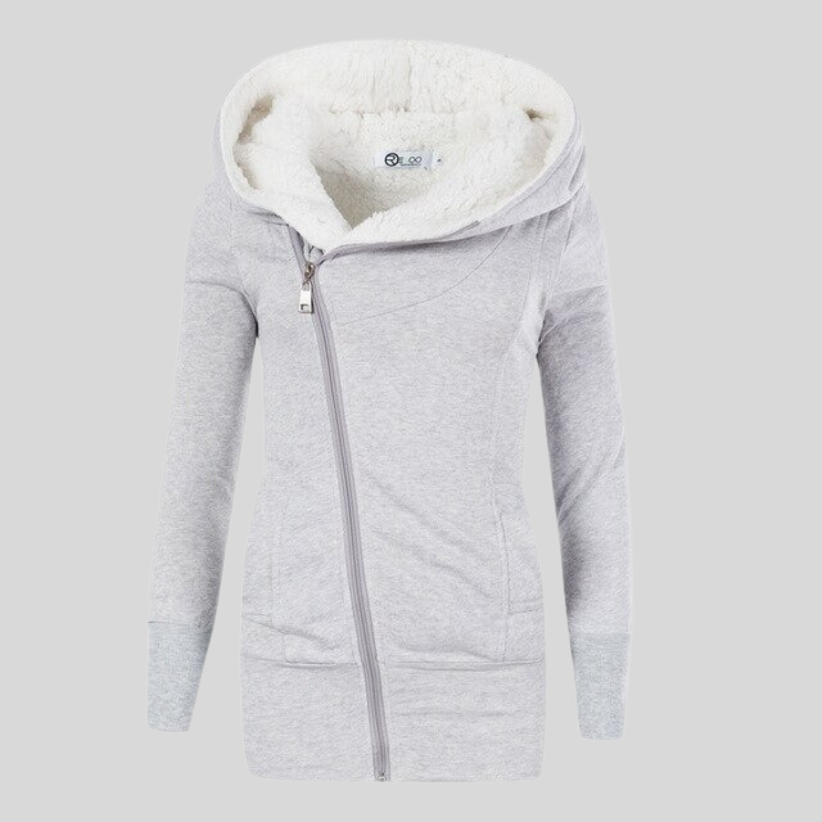 Lammfleece Kapuzenpullover mit halb langer Strickjacke von Kolventha
