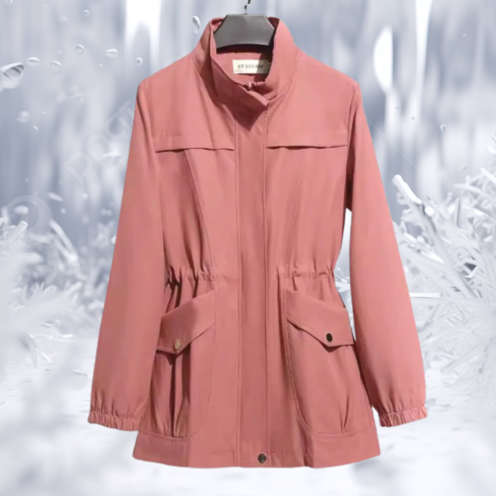 ModeGeist | Parka Jacke - Hoher Kragen - Verstellbare Taille - Winddicht mit Taschen