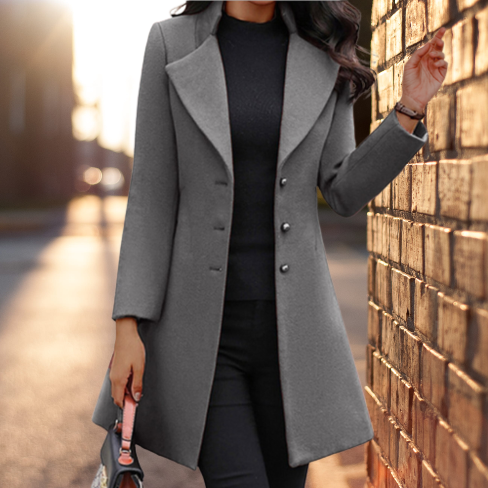 ModeGeist | Stilvoller Damen Wollmischmantel Jacke mit Knöpfen
