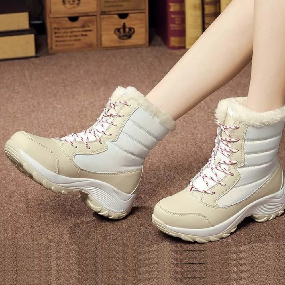 ModeGeist | Wasserdichte Kunstfell Schnürwinterstiefel