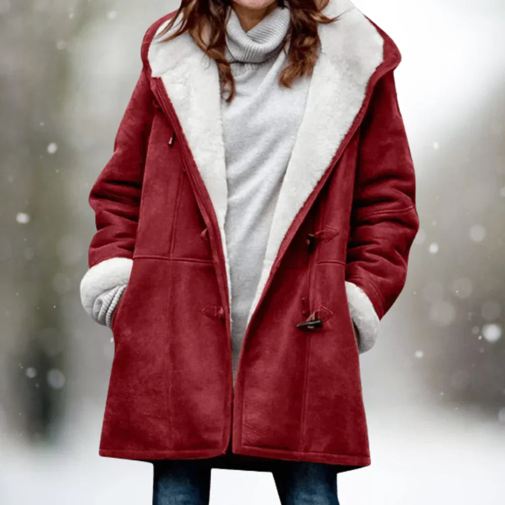 ModeGeist | Hochwertige Fleecejacke Aus Wildleder mit Halblanger Kapuze