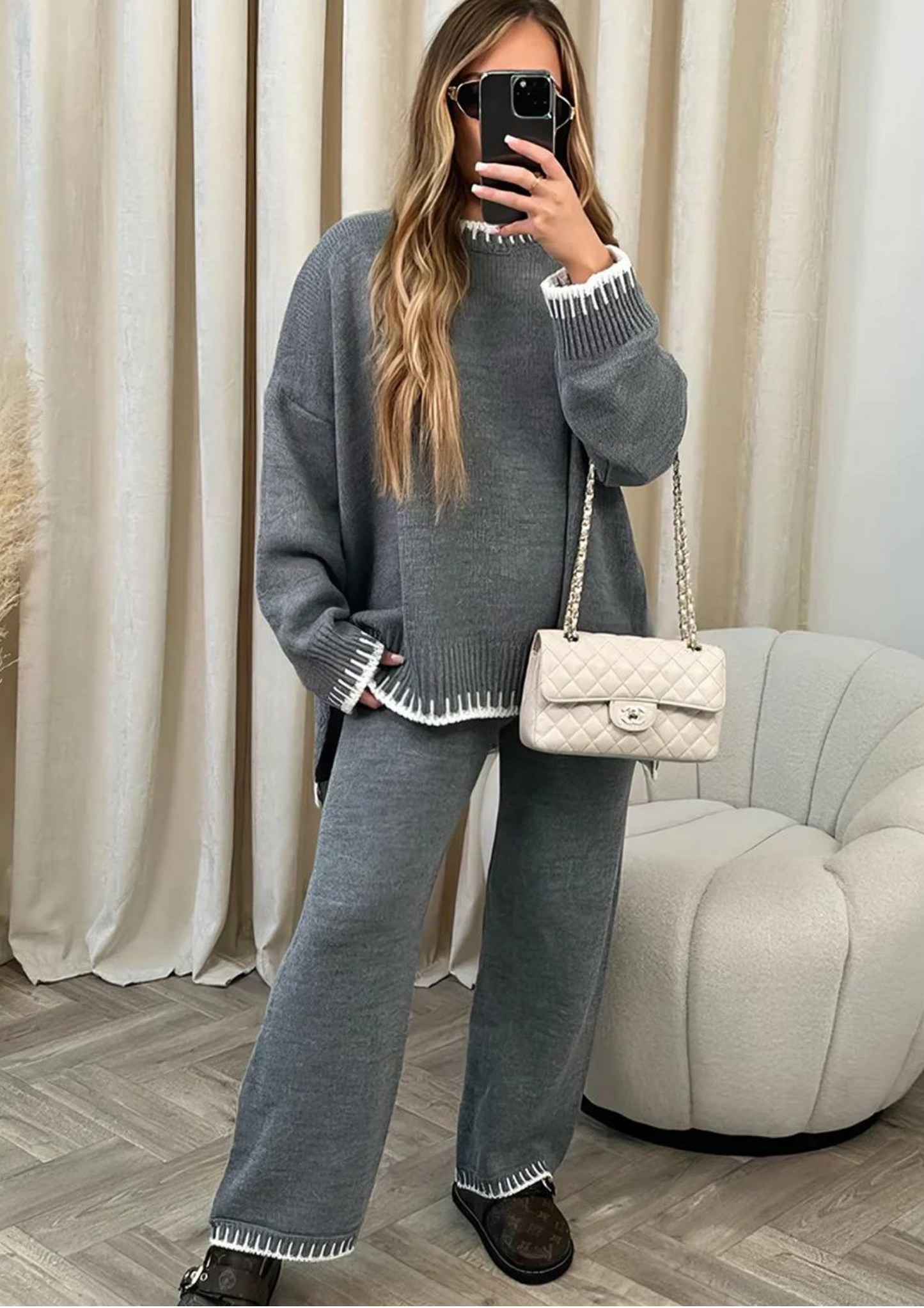 ModeGeist | Damen Loungewear Satz mit Weiter Hose und Pullover
