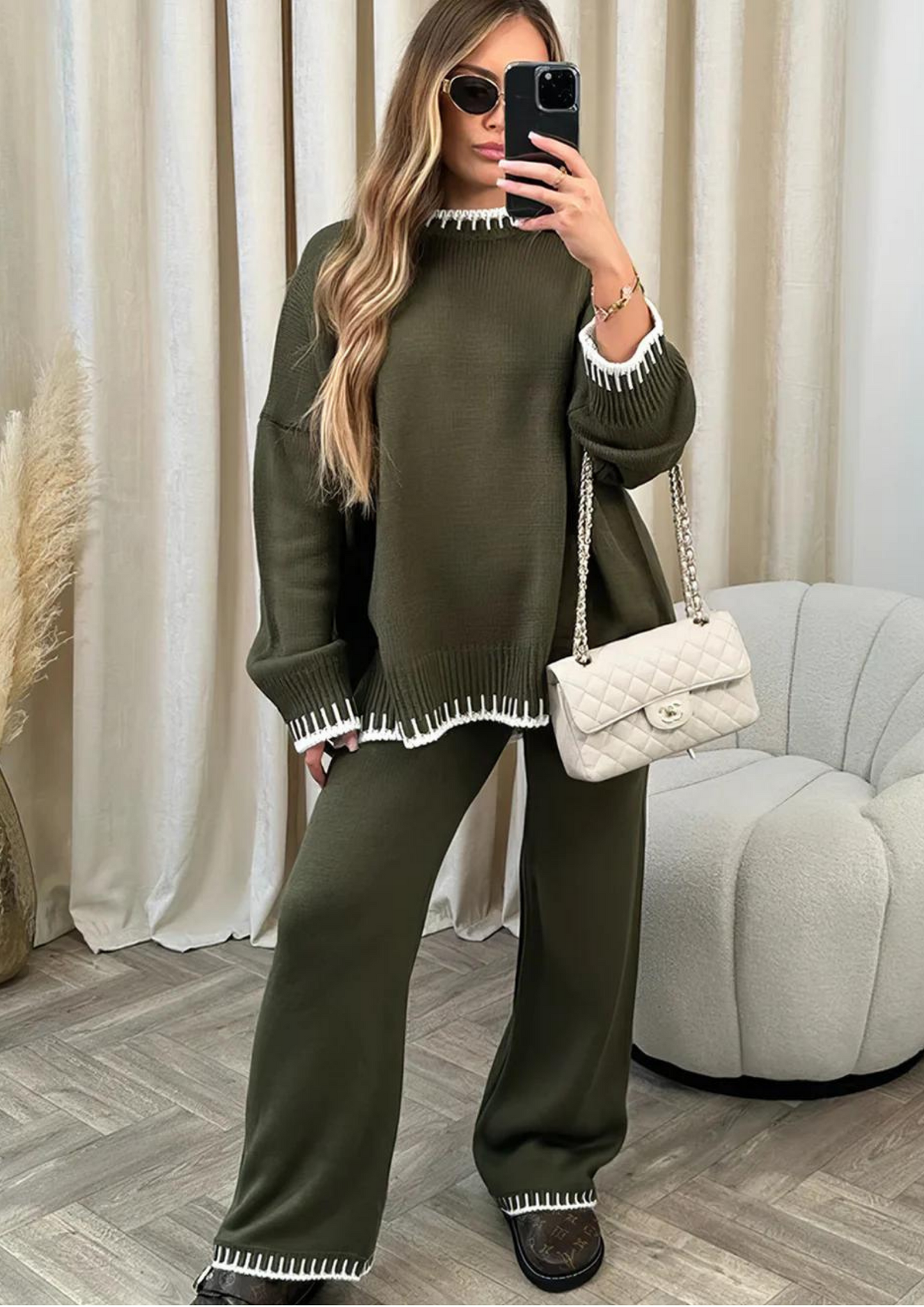 ModeGeist | Damen Loungewear Satz mit Weiter Hose und Pullover