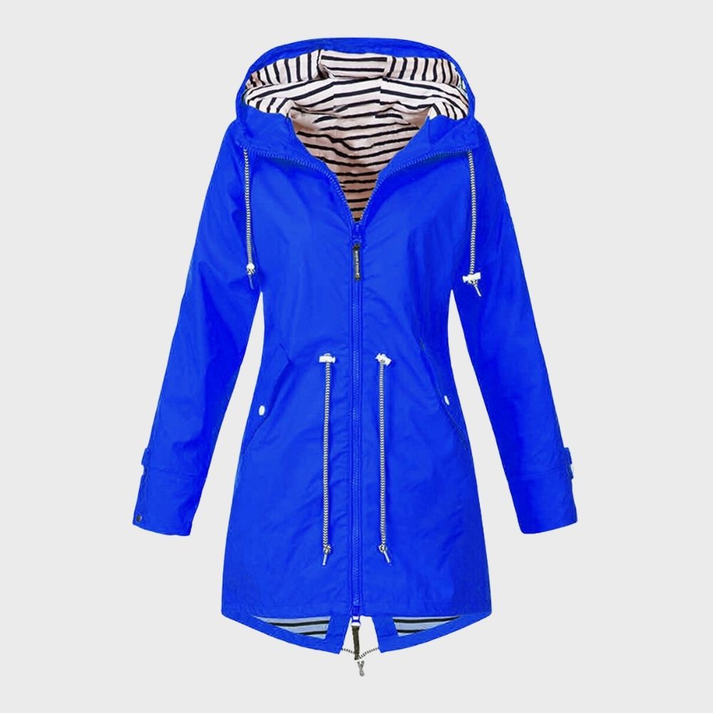 ModeGeist | Regenjacke mit Kapuze für Frauen - Verstellbare Taille