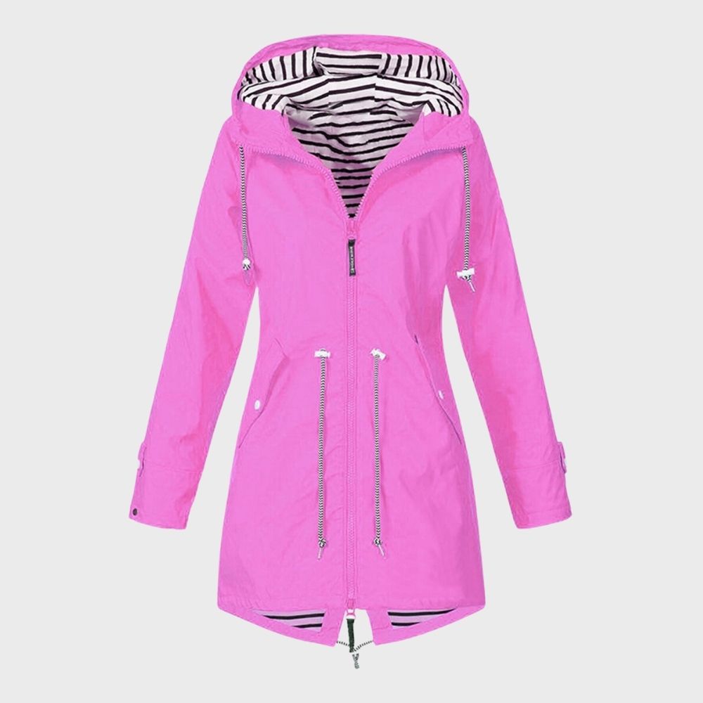 ModeGeist | Regenjacke mit Kapuze für Frauen - Verstellbare Taille