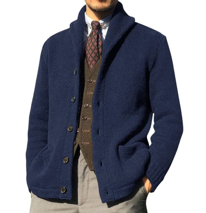 ModeGeist | Klassisches gestricktes Herrenjackett mit Knöpfen