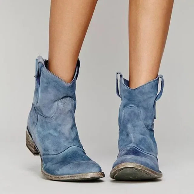 Lederne Damen-Stiefeletten im Vintage-Western-Stil
