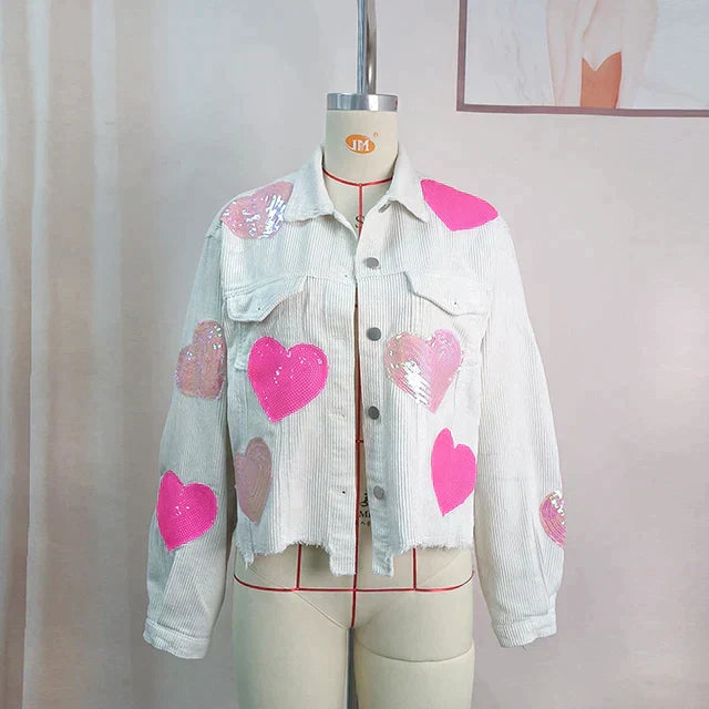 ModeGeist | Cordura Bomberjacke mit Paillettenherz