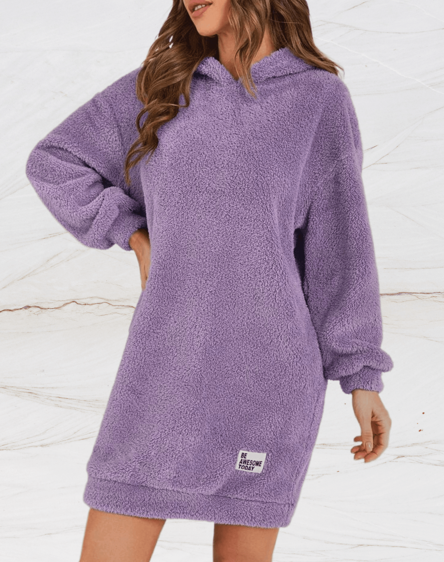 Bequemer, großer, flauschiger Kapuzenpullover für Damen von Fudus