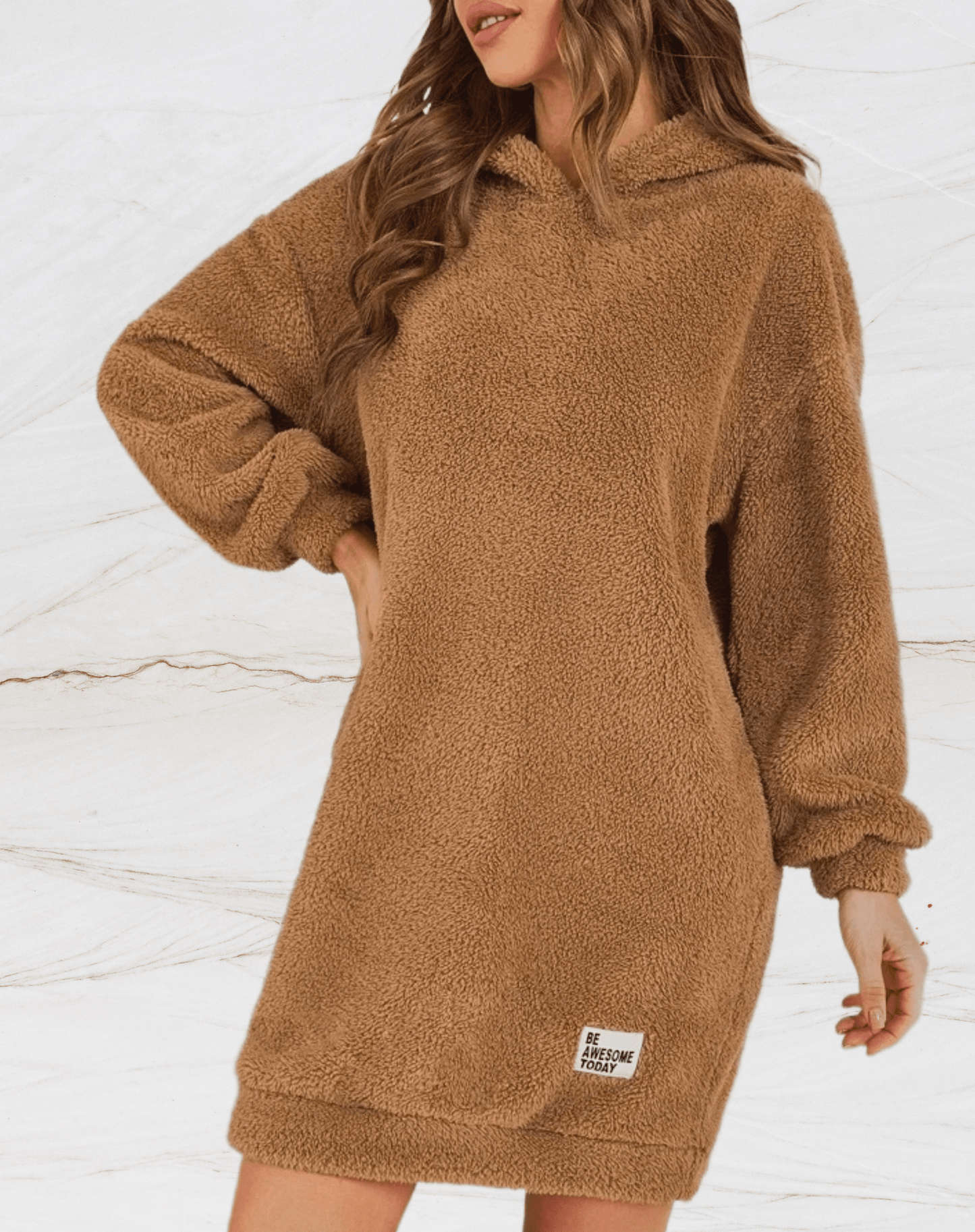 Bequemer, großer, flauschiger Kapuzenpullover für Damen von Fudus