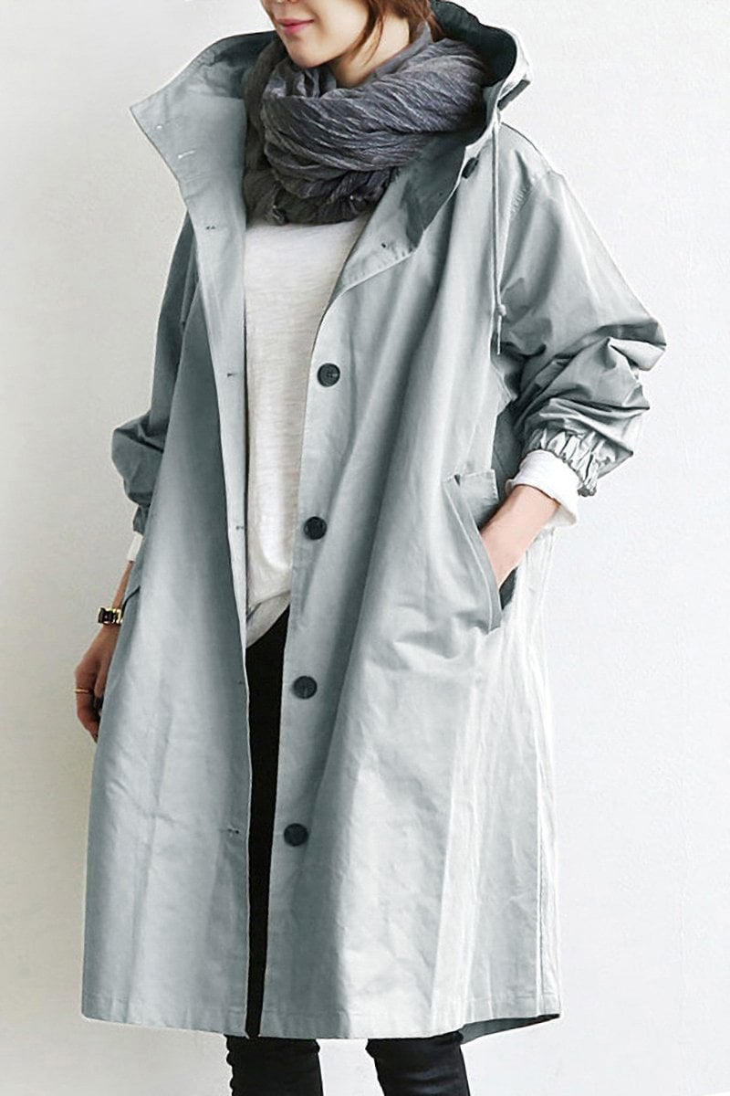 Elegantes, wasserdichtes Trenchcoat mit Kapuze von Helena