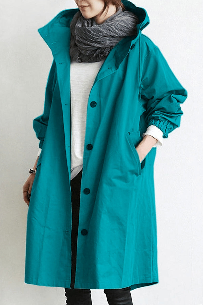 Elegantes, wasserdichtes Trenchcoat mit Kapuze von Helena
