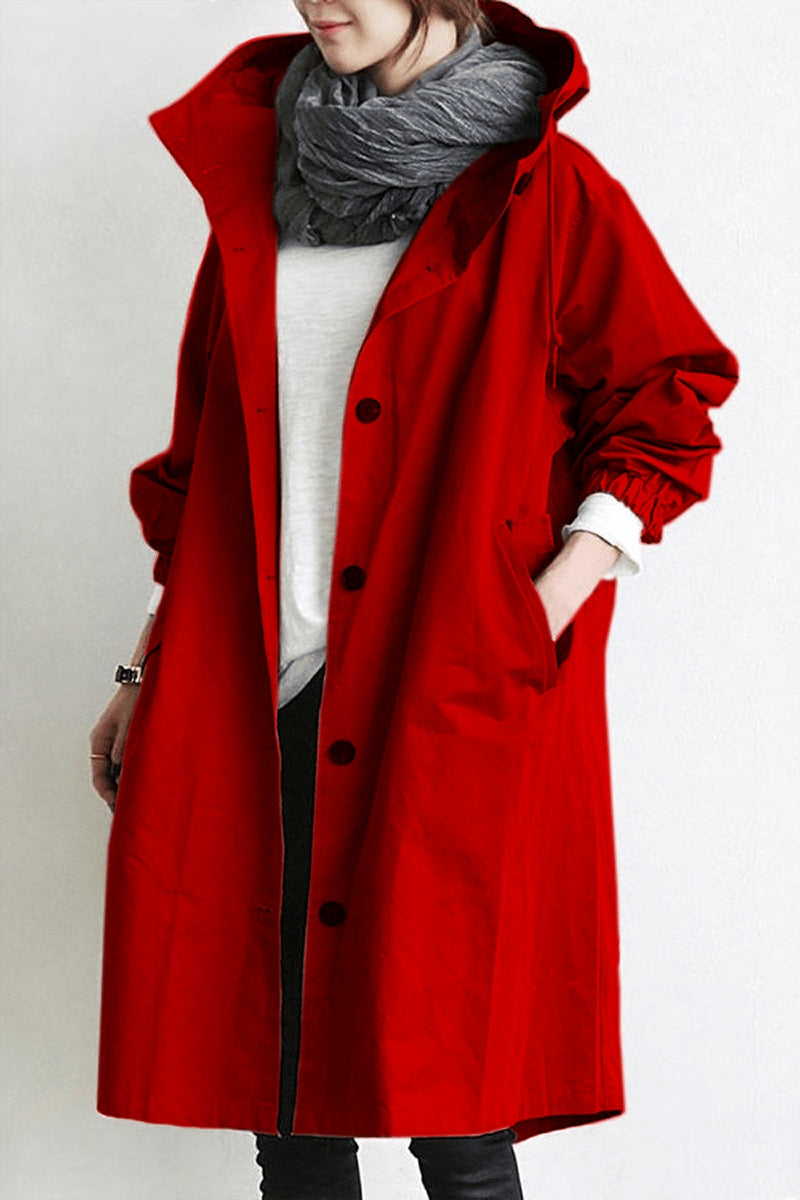 Elegantes, wasserdichtes Trenchcoat mit Kapuze von Helena