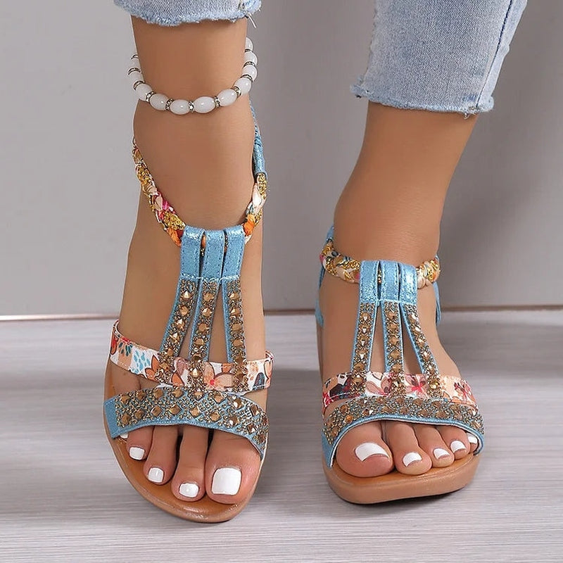 Stilvolle Damen-Sandalen mit funkelnden Kristallen von Dominique