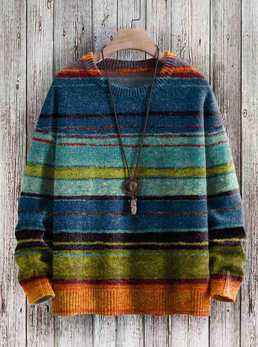 Lässiger Strickpullover mit Vintage-Streifenmuster