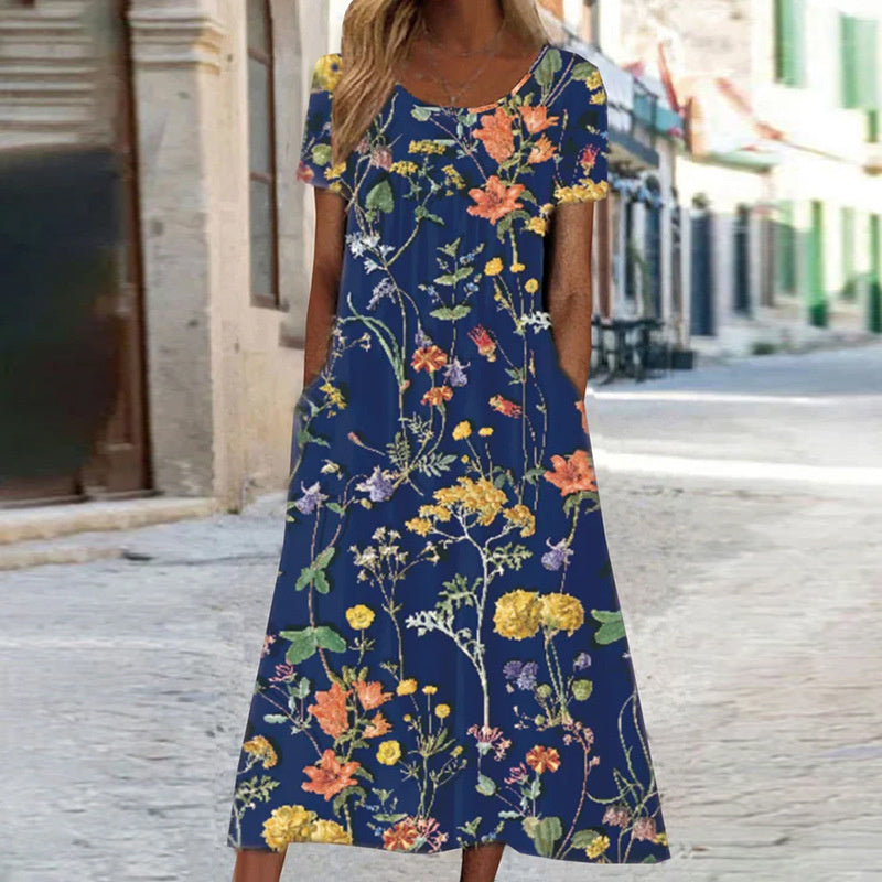Weißes Viona Midikleid mit Blumenmuster