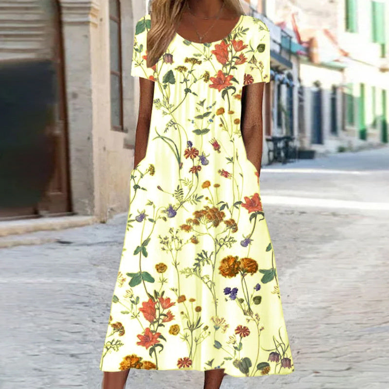 Weißes Viona Midikleid mit Blumenmuster