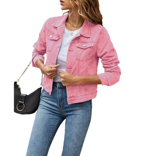 ModeGeist | Jeansjacke Aus Baumwolle mit Warmem Futter Herbst Frauen