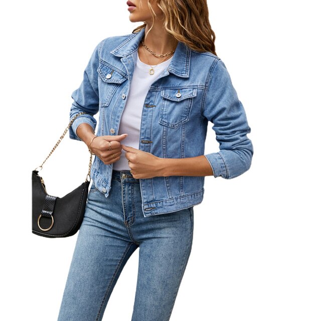 ModeGeist | Jeansjacke Aus Baumwolle mit Warmem Futter Herbst Frauen
