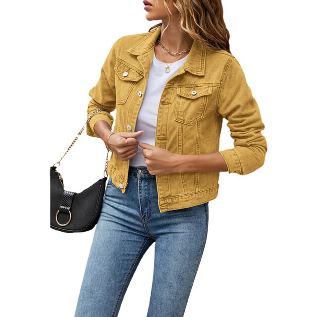 ModeGeist | Jeansjacke Aus Baumwolle mit Warmem Futter Herbst Frauen