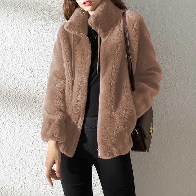 ModeGeist | Rollkragen Zip-Up Fleece Kapuzenjacke