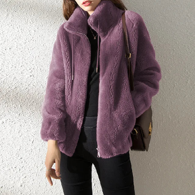 ModeGeist | Rollkragen Zip-Up Fleece Kapuzenjacke