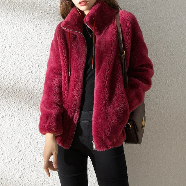 ModeGeist | Rollkragen Zip-Up Fleece Kapuzenjacke