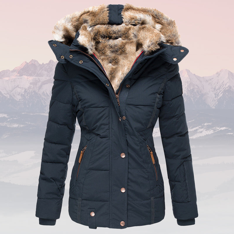 ModeGeist | Winter Warme Fellkragen Kapuzen-Daunenjacke - Isolierte Stilvolle Winterjacke