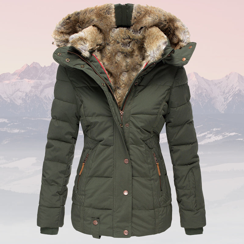 ModeGeist | Winter Warme Fellkragen Kapuzen-Daunenjacke - Isolierte Stilvolle Winterjacke